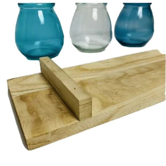 Rustic Nautical Votive Candle Holder Wooden Tray Coastal Style Home Décor Vase J - Picture 7 of 10